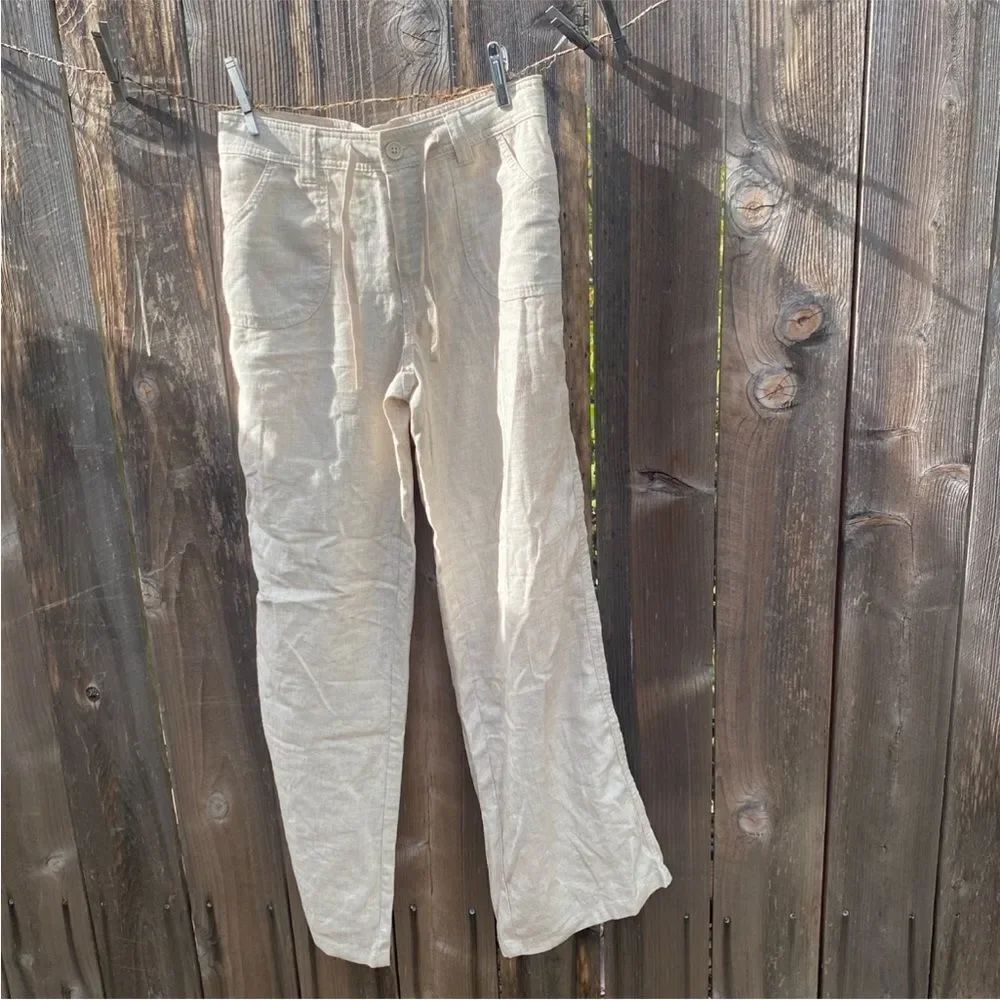H&M Casual Tan linen blend Pants size XS NWT